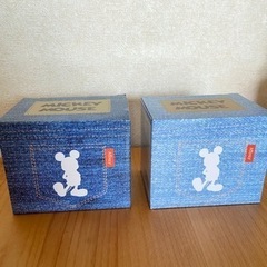 新品　未使用　ディズニー　ミッキー　ペアマグカップ　スプーン付　デニム　シンプルデザインの画像