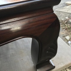【美品】若葉脚花梨座卓　高級座敷机　透かし彫り　特注ガラス付　の画像
