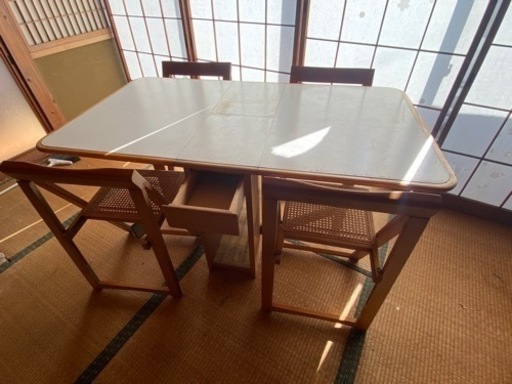 【売約済み】バタフライダイニングテーブルセット　イス4脚つき！　マルニ木工