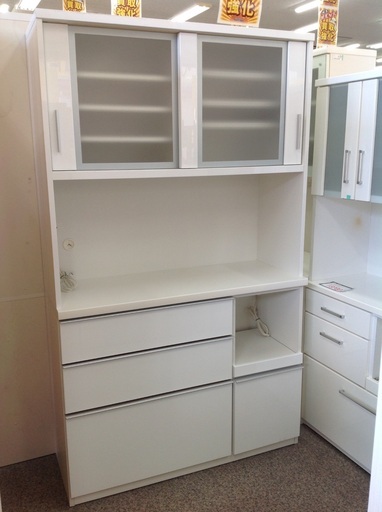 松田家具 ホワイト 木製 ダイニングボード 【9650192】