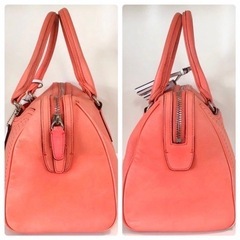 【美品‼️】COACH コーチ　ハンドバッグ　サーモンピンク系　本革製　レザー　レディース　バック　カバン　鞄の画像