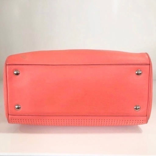 【美品‼️】COACH コーチ　ハンドバッグ　サーモンピンク系　本革製　レザー　レディース　バック　カバン　鞄