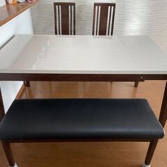 ★12/14まで引き取り限定★ダイニングテーブル伸長式・椅子セット（2020年10万円で新品購入）