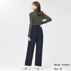レースアップストレートジーンズの画像