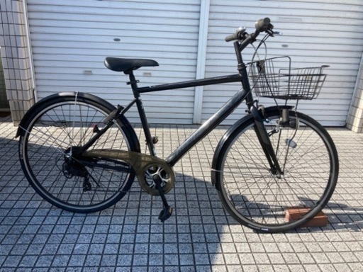 【クロスバイク】オフィスプレス　黒　前カゴ、泥除け、7段変速付　前後タイヤ新品❗️若林自転車　膳所店　SALE中❗️