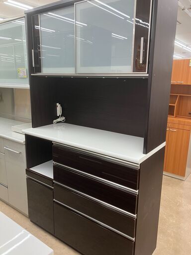 【値下げしました!!】NITORI 2面レンジボード ハイカウンタータイプ ポスティア 120KBDBR ニトリ No.2245● ※現金、クレジット、スマホ決済対応※