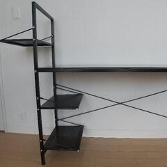 ガラス天板 ラック付きワークデスク