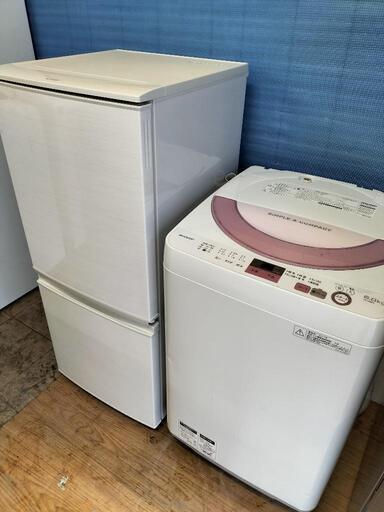 新生活家電お買い得セットNo⑲ シャープ SJ-D14C-W 2ドア冷凍冷蔵庫137L 2016年製・シャープ ES-GE6A-P 全自動洗濯機 6.0Kg 2017年製　２点セット！！