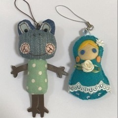 決まりました！ハンドメイド作品 小さなストラップ人形 3点セット