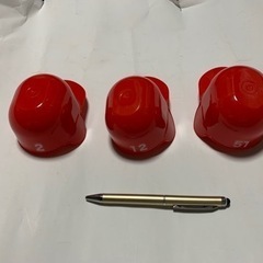 カープ　赤ヘルソフトクリーム容器、ミニヘルメット、３個セットの画像