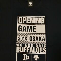 【あらためて値下げしました】【デサント製】オリックスバファローズ　2018開幕記念　Tシャツ　サイズ：L　ネイビー【未使用】 の画像