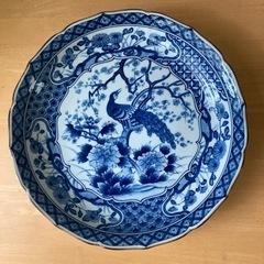 【値下げ】玄畠窯  染付  花鳥  大皿  盛り皿  飾り皿　刺...