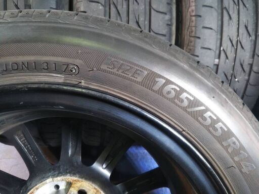 夏【軽自動車】14インチ 軽トラ 黒 エブリィ キャリー ハイゼット アクティー バモス サンバー 165/55R14 ライフ ジーノ