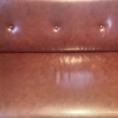 B-COMPANY ニューレザー PVC ブラウン ソファ　アンティーク2人掛けソファ。の画像