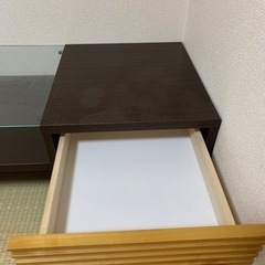 ガラステーブル　引き出し付きの画像