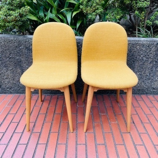 【売約済み】　【6万円】　IDEE イデー　コショネ　COCHONNET　ダイニングチェア　チェア　マスタード　椅子　イス　ネイビー　ブルー　系　検　ウニコ　unico フランフラン　francfranc アクタス　ACTUS 無印　無印良品　MUJI  オーク材　ナチュラル