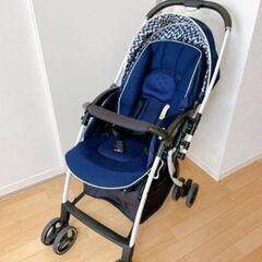 お値下げ中　[美品]アップリカ ラクーナクッション　CSN ネイビー　レザー 極美品✨ベビーカー アップリカ ラクーナクッションCSNネイビー レザー