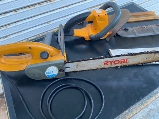 【セット】【現状品】チェーンソー \u0026ヘッジトリマ RYOBI　リョービ 電動
