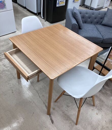 ダイニングテーブルセット 引き出し付き タモ材