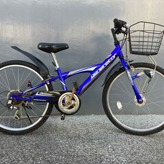 【取引終了】【中古・引き取りに来て下さる方限定】自転車　男児向け　24インチ　青　ブルー　オートライトの画像