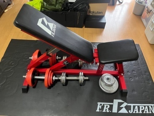 ★美品プロ用 角度調整式 筋トレベンチ&85kダンベルセット