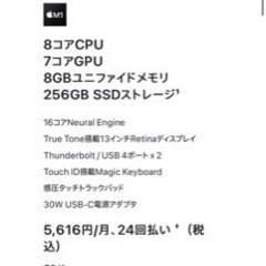 Apple M1チップ搭載13インチMacBook Air シルバー