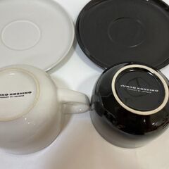【8133‐1】未使用 JUNKO KOSHINO コシノジュンコ ペアカップ＆ソーサー 白 黒 コーヒーカップ 食器 茶器の画像