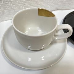 【8133‐1】未使用 JUNKO KOSHINO コシノジュンコ ペアカップ＆ソーサー 白 黒 コーヒーカップ 食器 茶器の画像