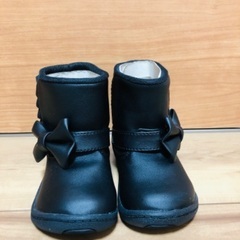 (新品)ムーンスター13センチリボン付き黒ブーツ