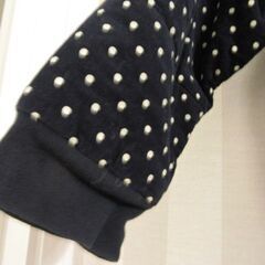 綿のふわふわの水玉コート（フード取り外し可）120㎝の画像