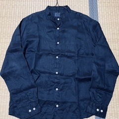 【引渡し先決定済】無印良品　麻100%スタンドカラーシャツ　ネイビー