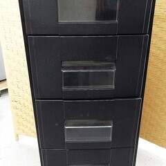 【恵庭】チェスト　衣類収納　5段　キャスター付き　ブラック　中古...