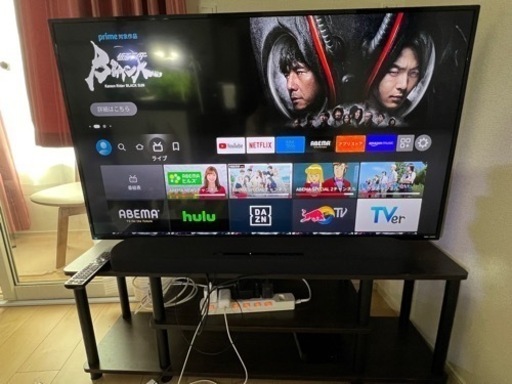 決まりました！50型4kテレビ　サウンドバー　ファイヤーtv4k テレビ台付き