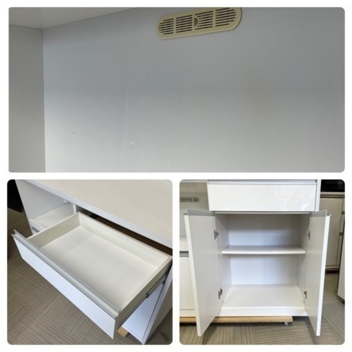 【美品‼️】大川家具(土井インテリヤ工業) 120cm幅キッチンボード 食器棚 収納家具 艶ありホワイト♪