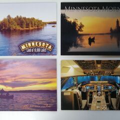 ポストカード　ミネソタ 自然 湖 夕焼け（３枚）、JAL B74...