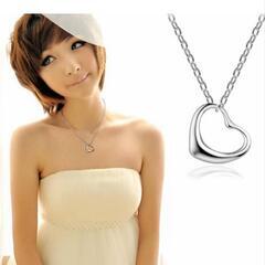 ▼J→→→M26-1★白銀のオープンハート 中空シンプル プラチナ仕上げ 925シルバーネックレス 誕生日プレゼント秋祭連休ギフト国内発送の画像