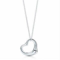 ▼J→→→M26-1★白銀のオープンハート 中空シンプル プラチナ仕上げ 925シルバーネックレス 誕生日プレゼント秋祭連休ギフト国内発送の画像