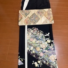 着物   手描き加賀友禅   黒留袖／帯セット