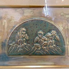 I568 🌈 ※希少  加藤五山　「三猿」　染付伝統工芸品の画像