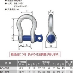 オーエッチ工業 鍛造シャックル 弓型 2t BC-20Tの画像