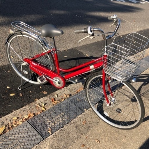 【A】【中古】27インチ　自転車　トップバリュ　赤　未使用　サビあり