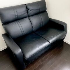 美品　ニトリ　 2人用ソファ　Nエルモア BK