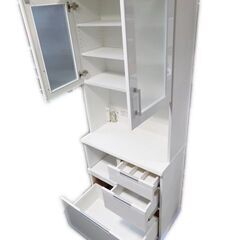 新札幌発★ニトリ★食器棚/キッチンボード ダリア 80KB WH★W80×H200×D42cm★ホワイト系★1348