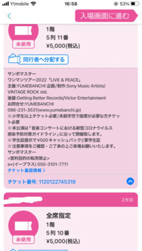 サンボマスターチケット2枚