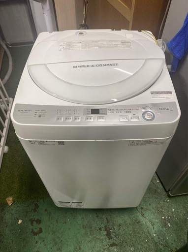 超美品 高年製 SHARP 全自動洗濯機 6㎏ シャープ 黒カビブロック 穴なし槽 高濃度洗浄機  生活家電 単身用 便利 可愛い オシャレ 激安 格安 破格 安い 特価