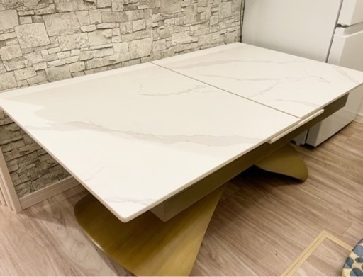 <取り置き中>オーダーセラミック　テーブル　ダインニングテーブル　油圧昇降　ほぼ新品