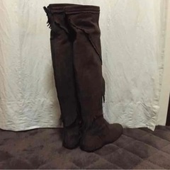 👢本革スエード ニイハイブーツ👢ブラウンの画像