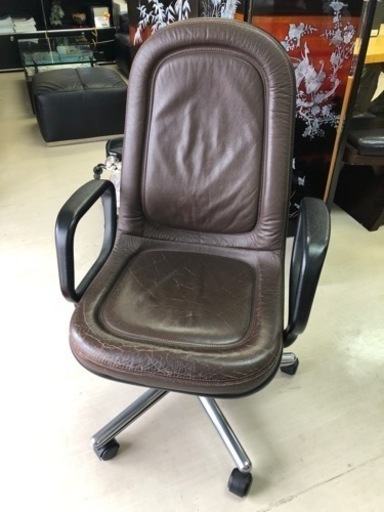 【A】【中古】ジロフレックス　デスクチェア　焦茶　本革
