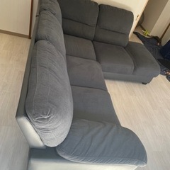 ニトリ　布張りカウチソファ　L字ソファの画像