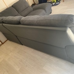 ニトリ　布張りカウチソファ　L字ソファの画像